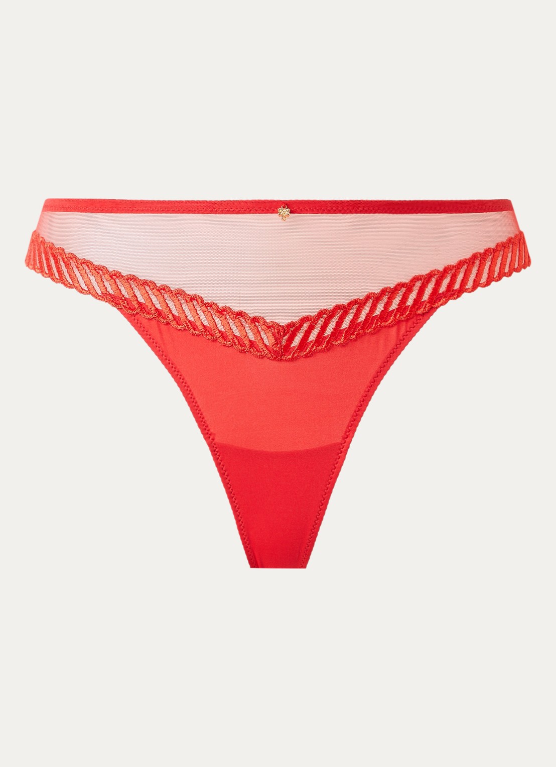Aubade Sheer Emotion tanga met mesh en borduring - voorkant rood