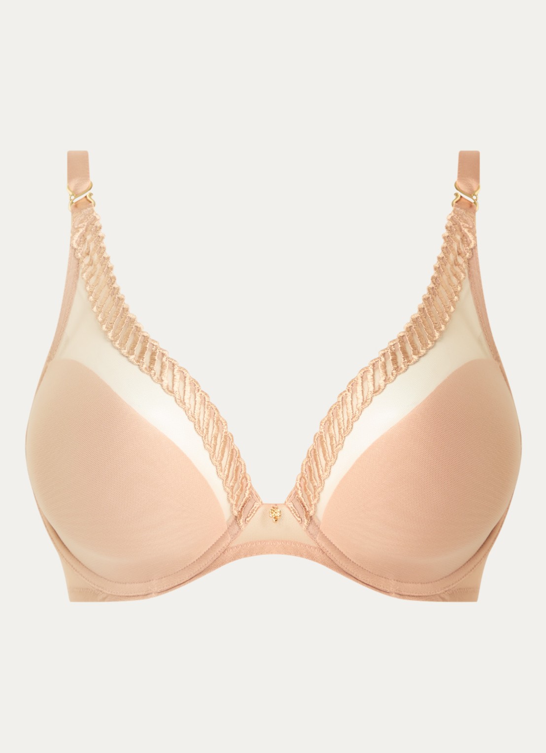 Aubade Sheer Emotion voorgevormde beugel bh met overlay van mesh - voorkant 9 zand