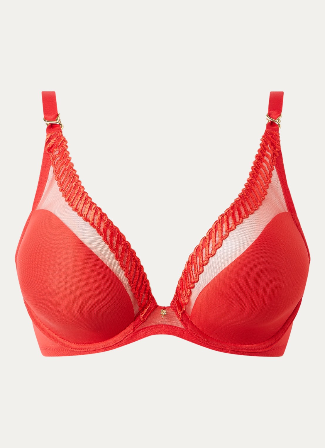 Aubade Sheer Emotion voorgevormde bh met borduring - voorkant rood