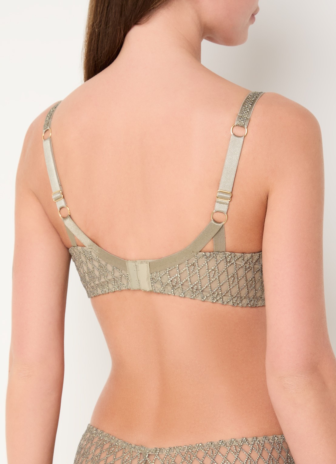 Aubade Stardust Dream balconette bh van mesh met lurex - achterkant mosgroen