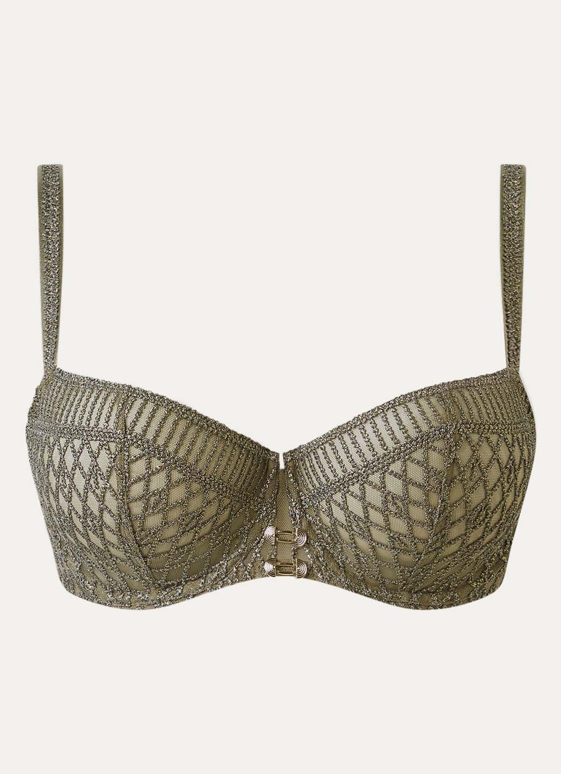Aubade Stardust Dream balconette bh van mesh met lurex - voorkant 2 mosgroen