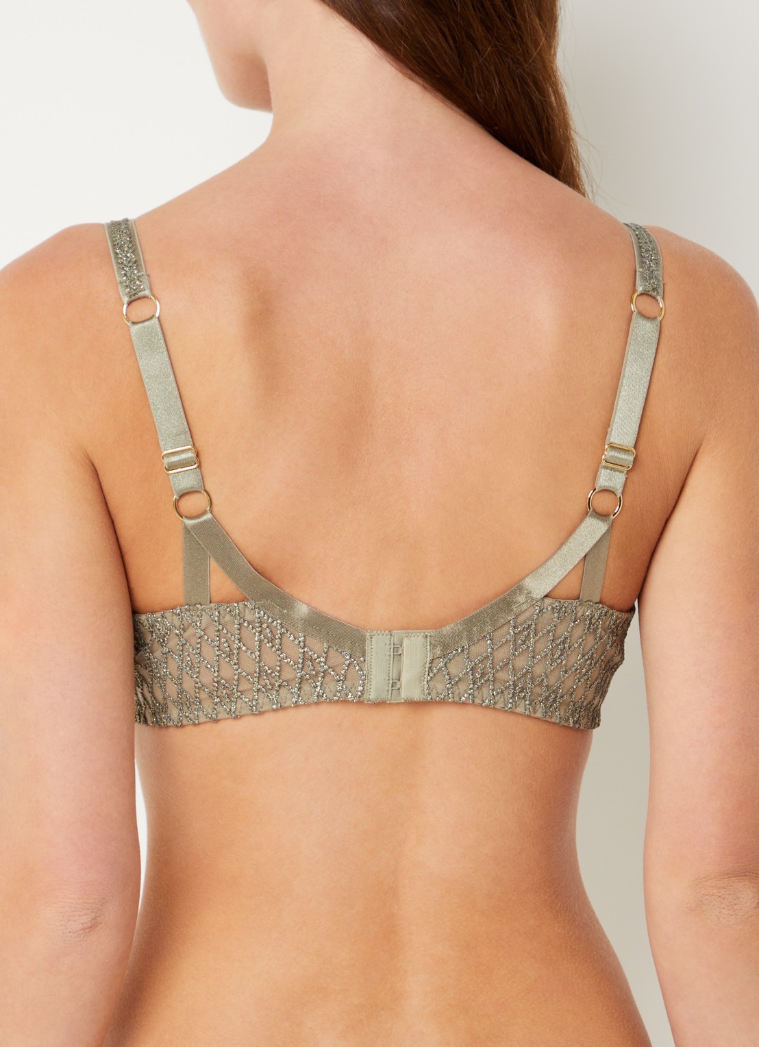 Aubade Stardust Dream push-up bh met lurex - achterkant mosgroen