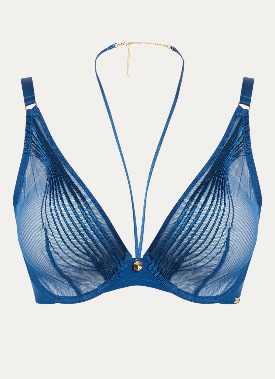 Aubade Sumptuous Waves beugel bh met mesh - voorkant blauw