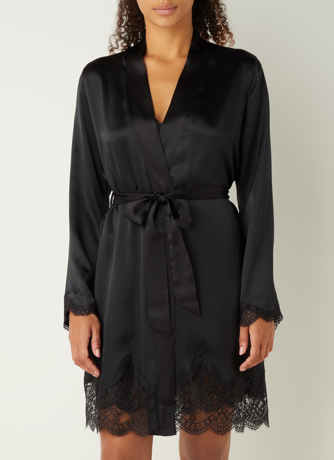 Aubade Toi Mon Amour kimono met kant - voorkant zwart