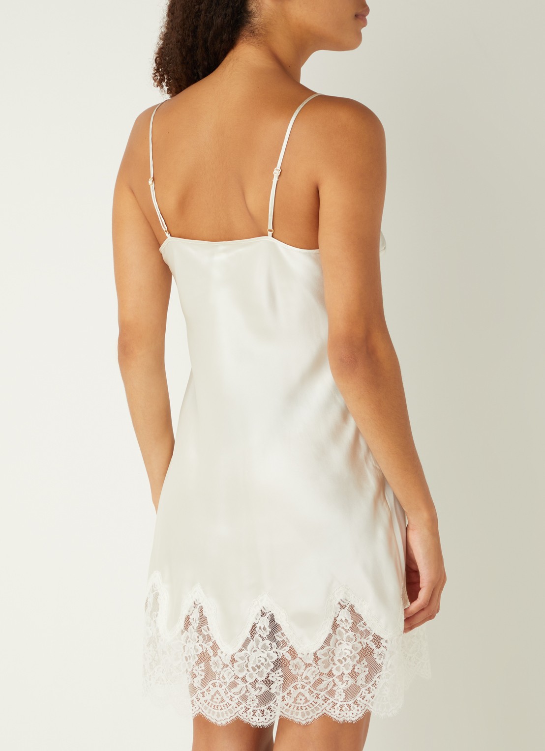 Aubade Toi Mon Amour slipdress van zijde met kant - achterkant wit