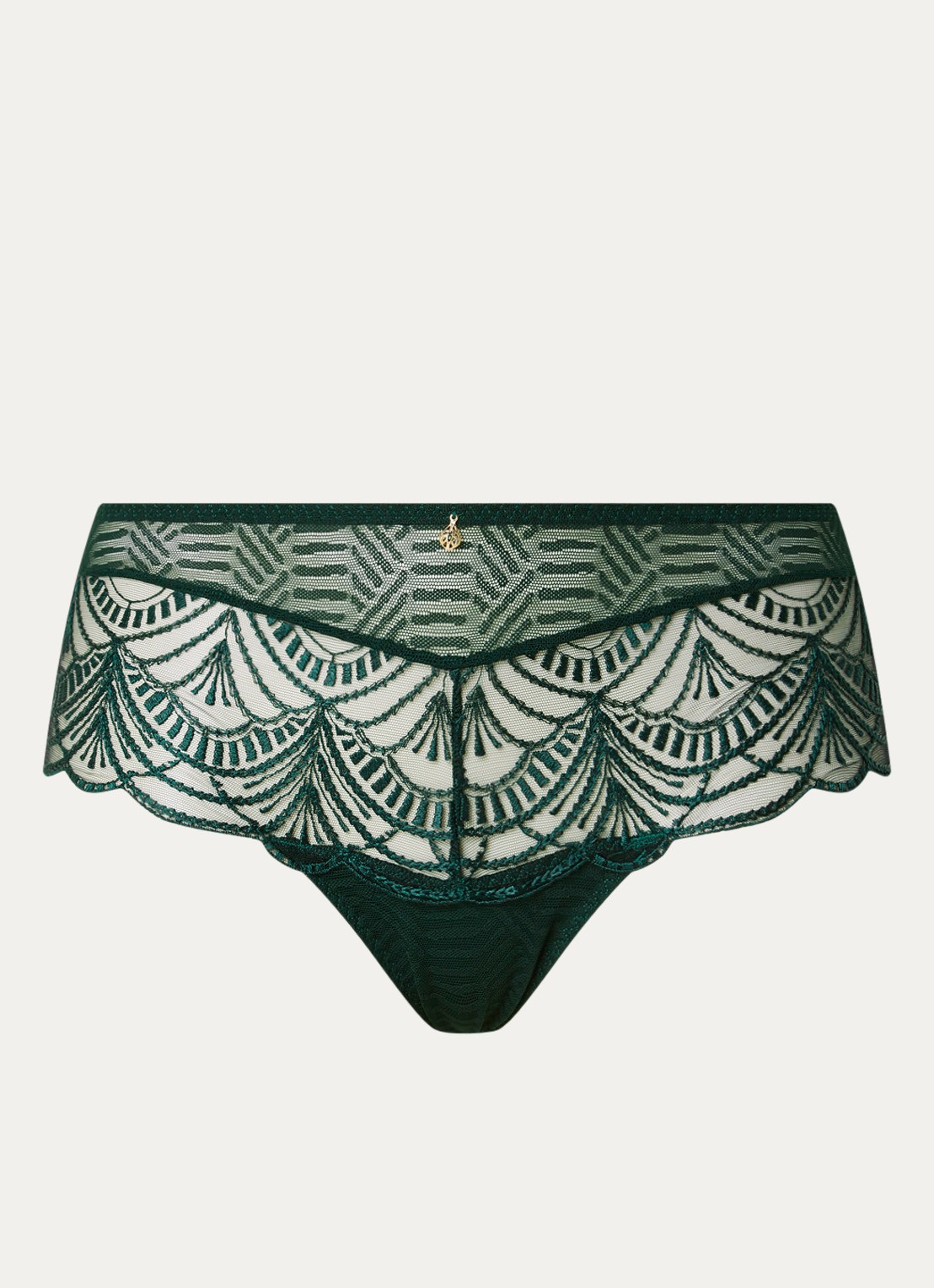 Aubade Vibes shorty van mesh met borduring - voorkant groen