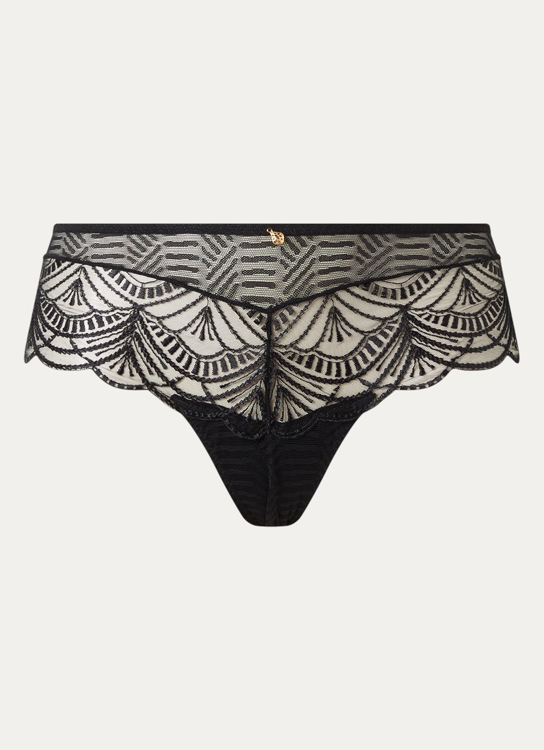 Aubade Vibes shorty van mesh met borduring - voorkant zwart
