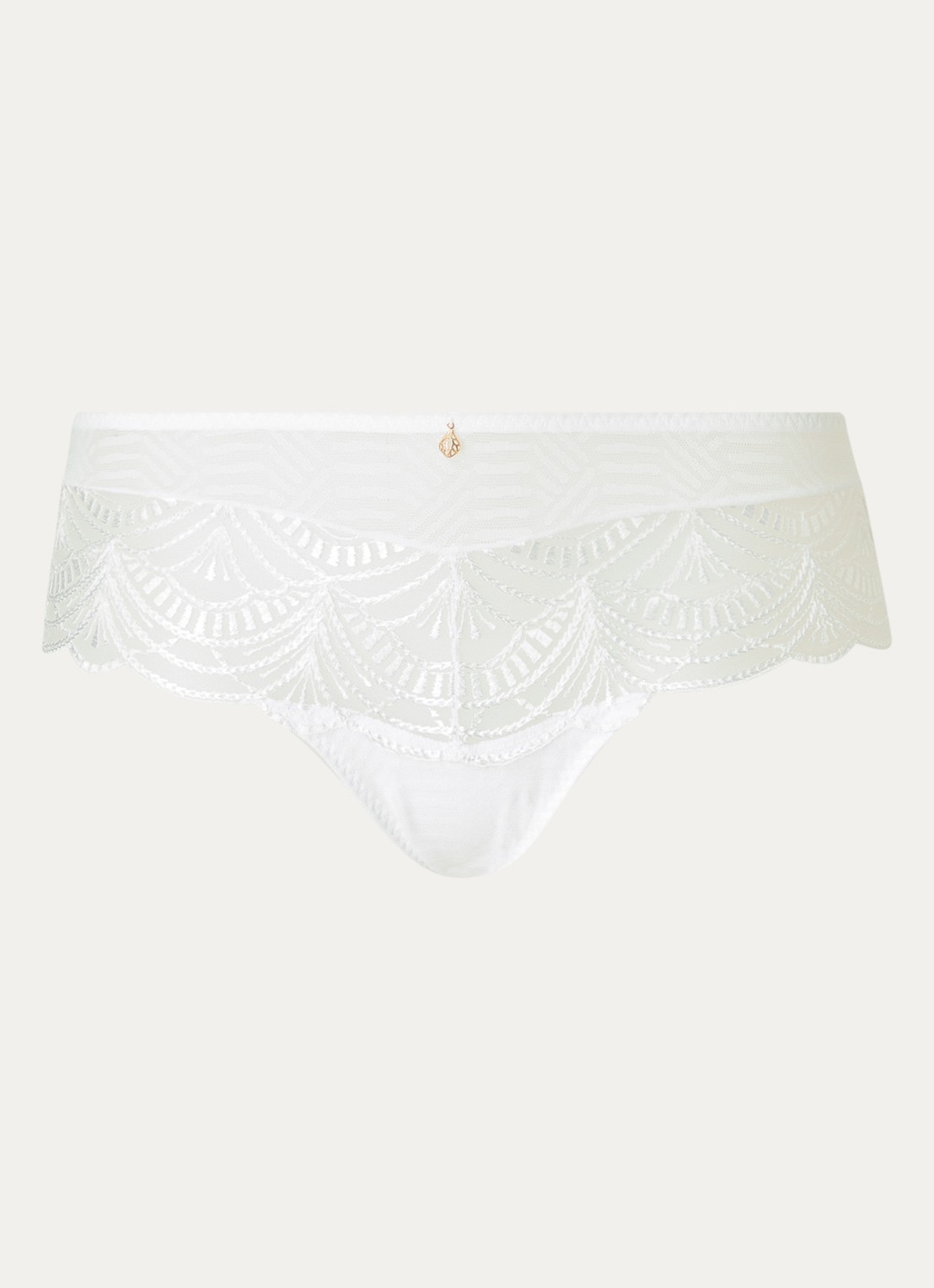 Aubade Vibes slip van mesh met borduring - voorkant 2 wit