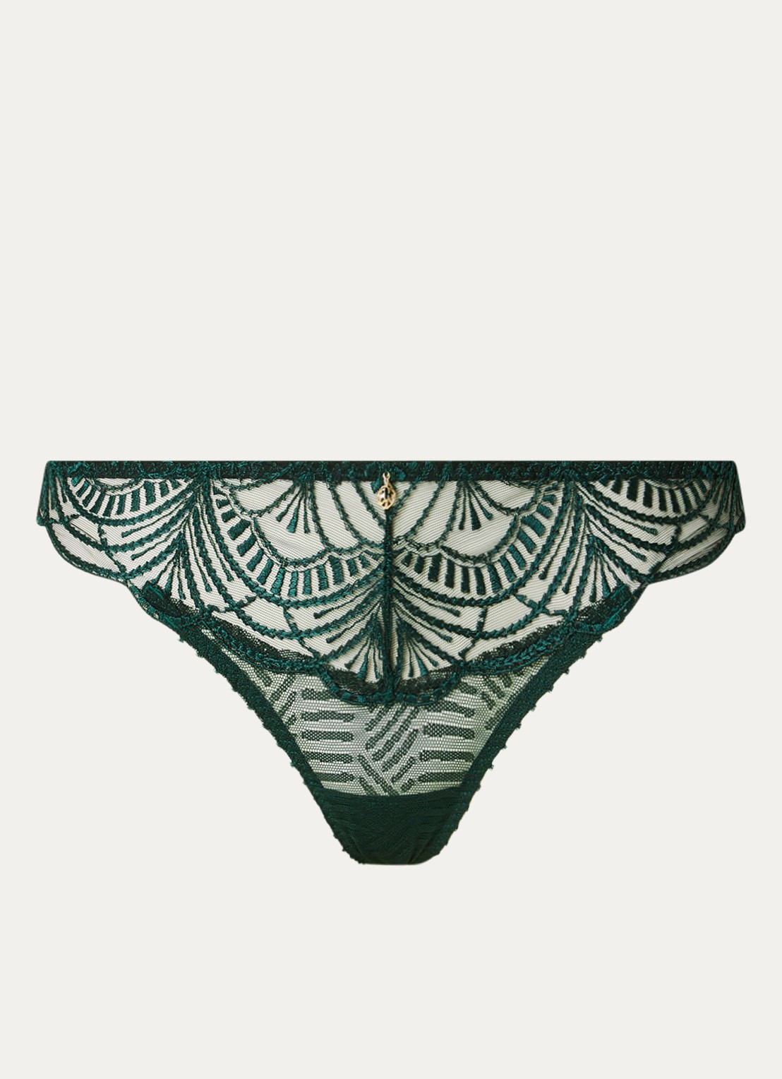 Aubade Vibes string van mesh met borduring - voorkant groen