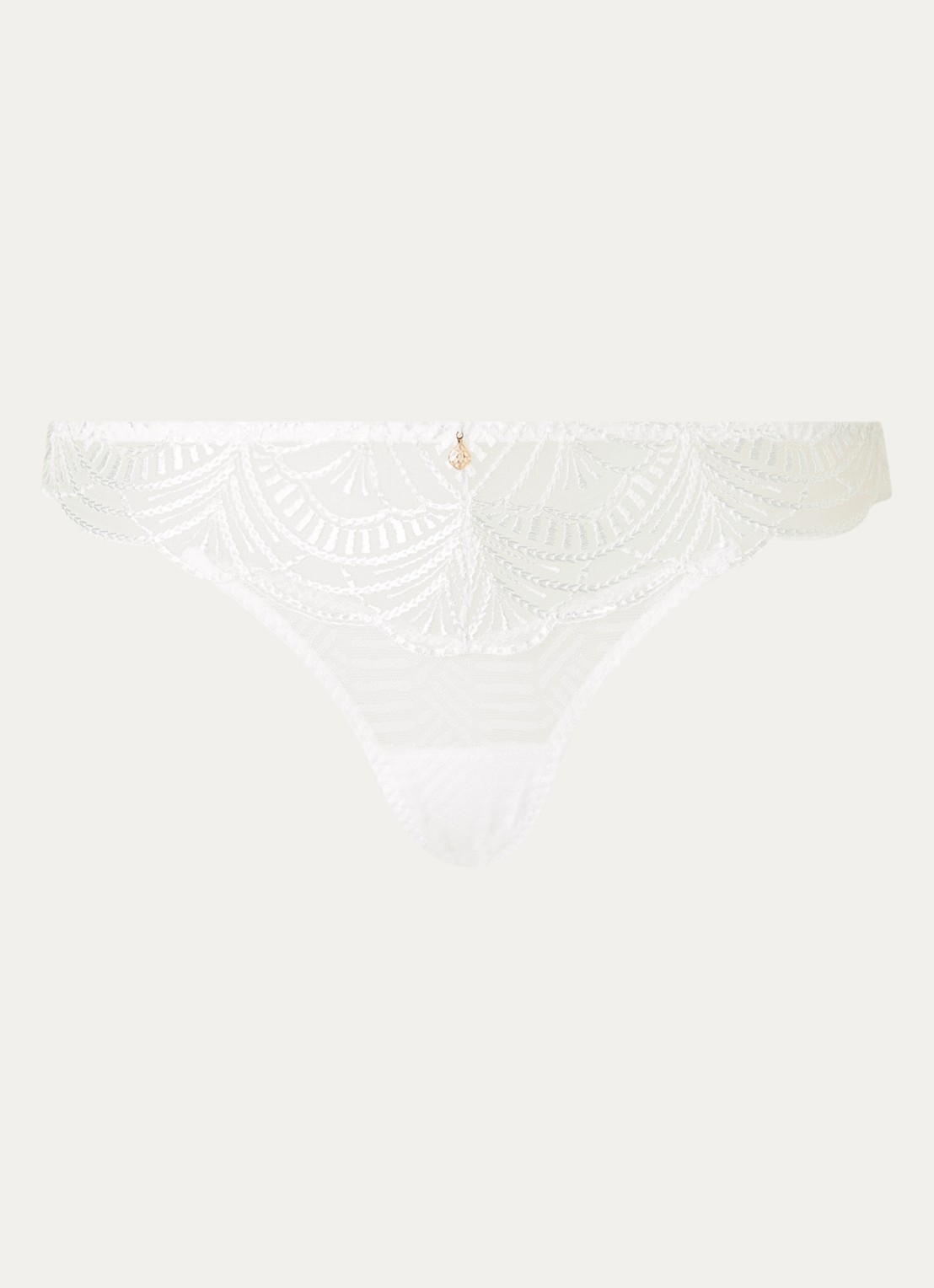 Aubade Vibes tanga van mesh met borduring - voorkant wit