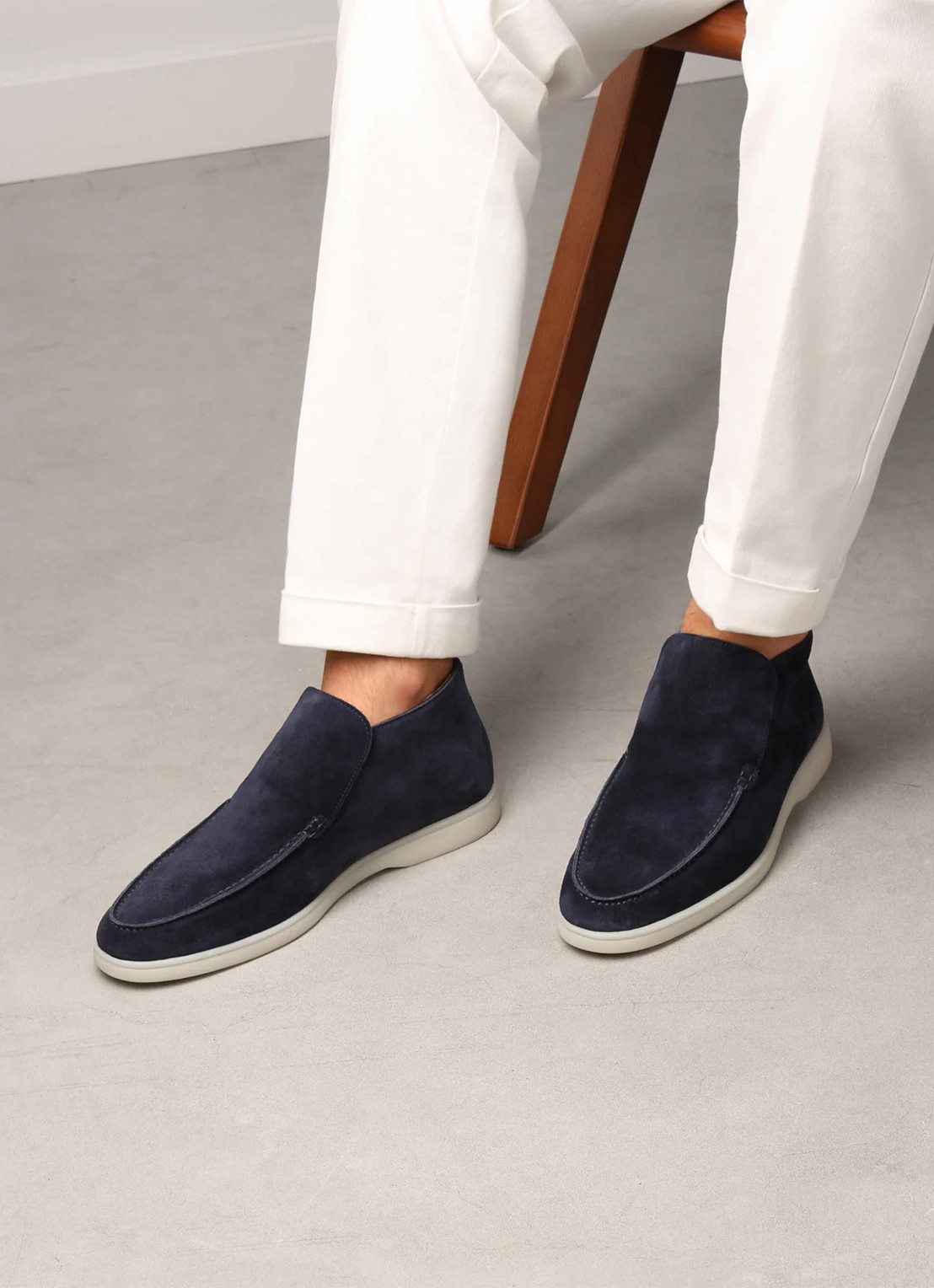 Aurélien City loafer van suède - voorkant 4 navy-410 / blauw