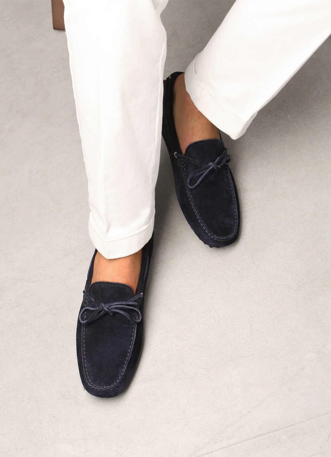 Aurélien Driving mocassins van suède - voorkant 4 navy-410 / blauw