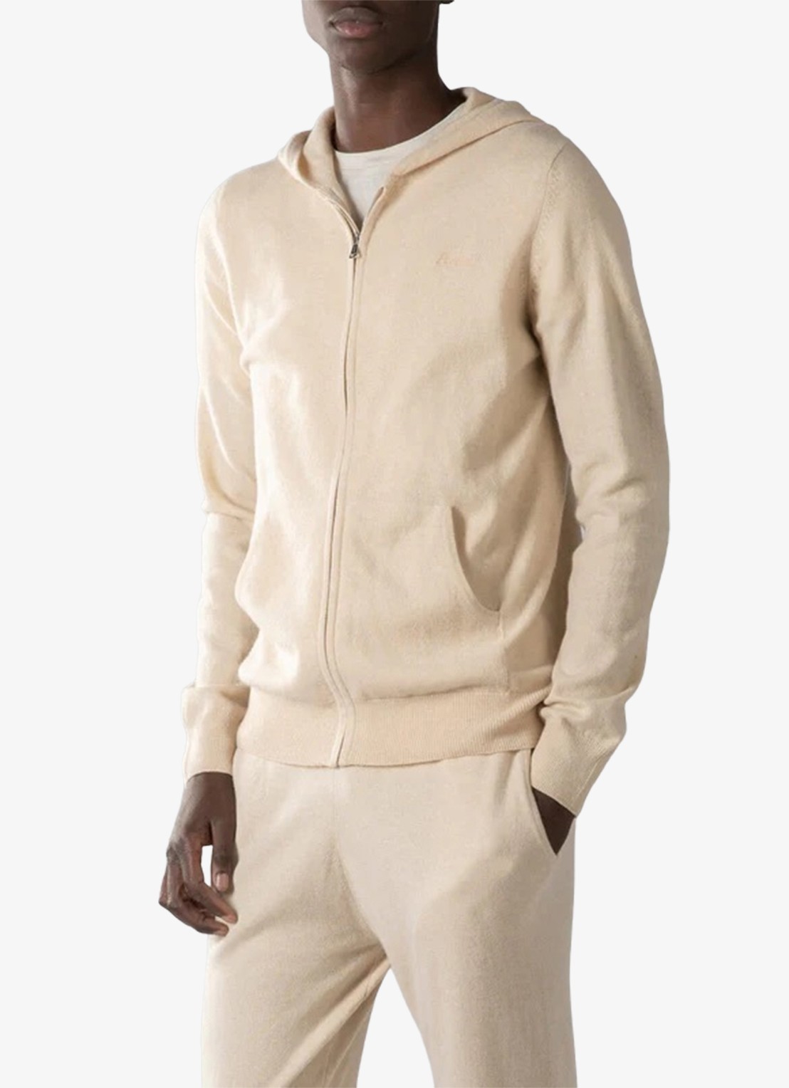 Aurélien Fijngebreid vest met capuchon - detail light beige-271