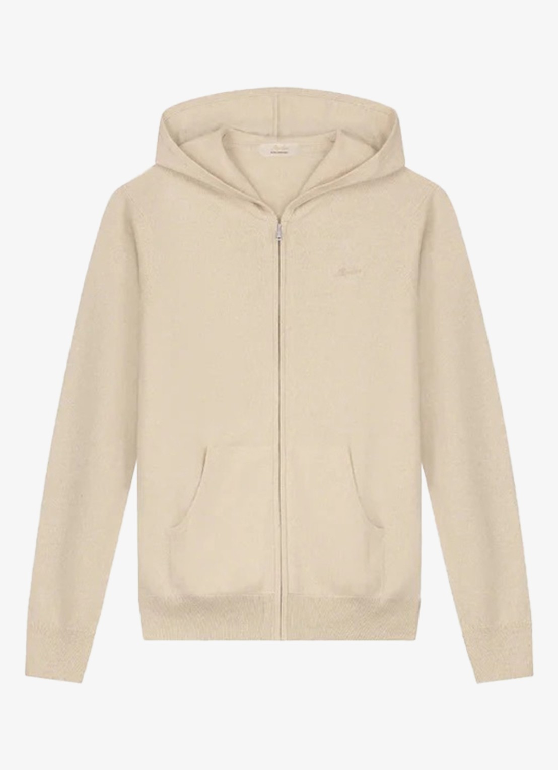 Aurélien Fijngebreid vest met capuchon - voorkant 3 light beige-271