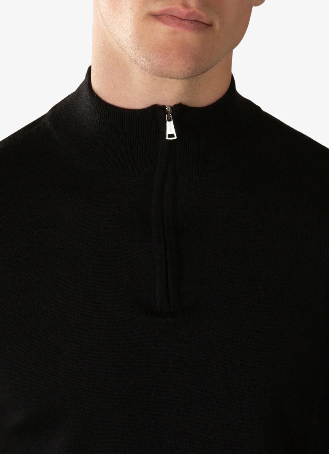 Aurélien Fijngebreide trui van merino wol met halve rits - detail 3 black-1
