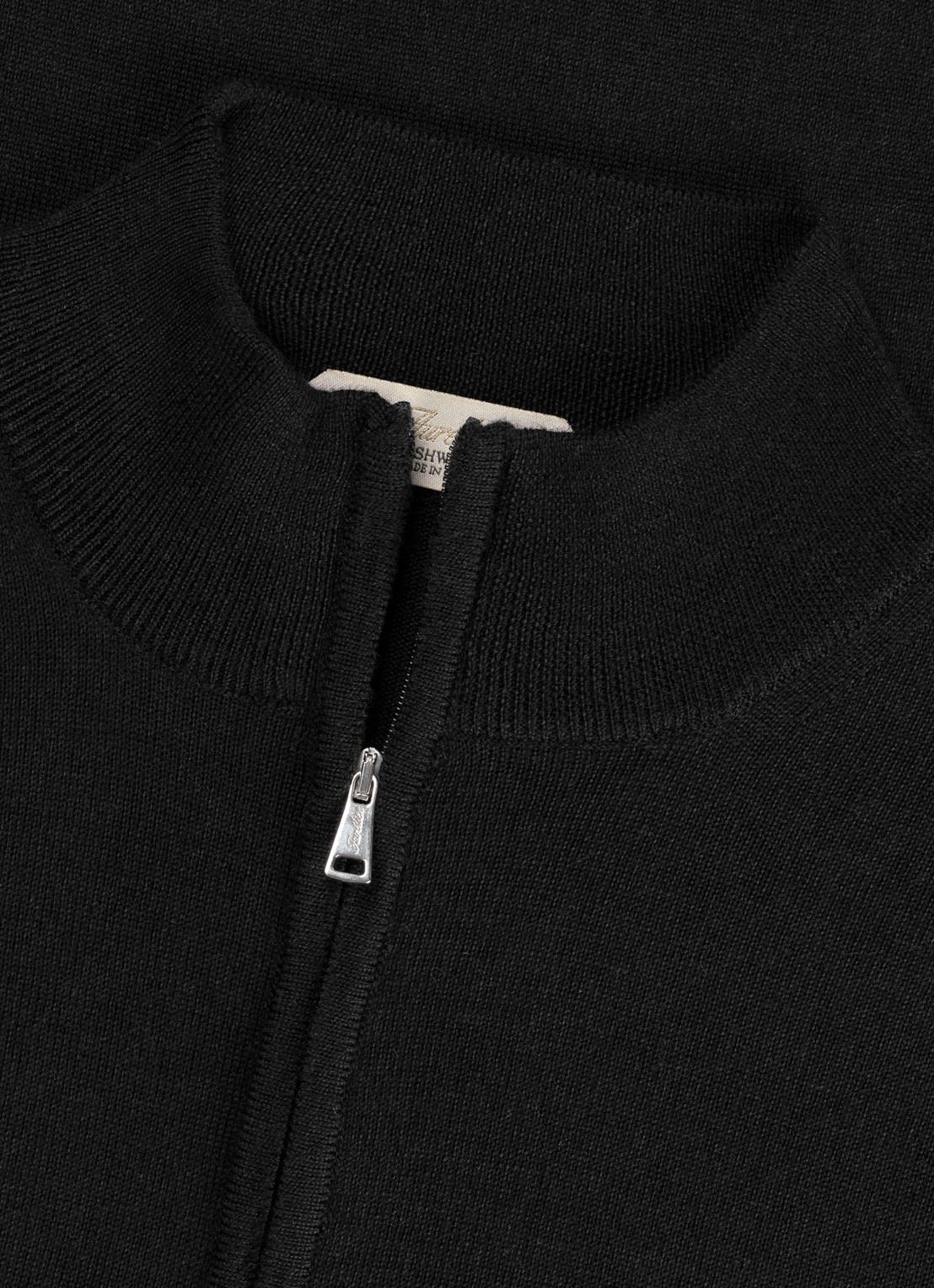 Aurélien Fijngebreide trui van merino wol met halve rits - detail 4 black-1