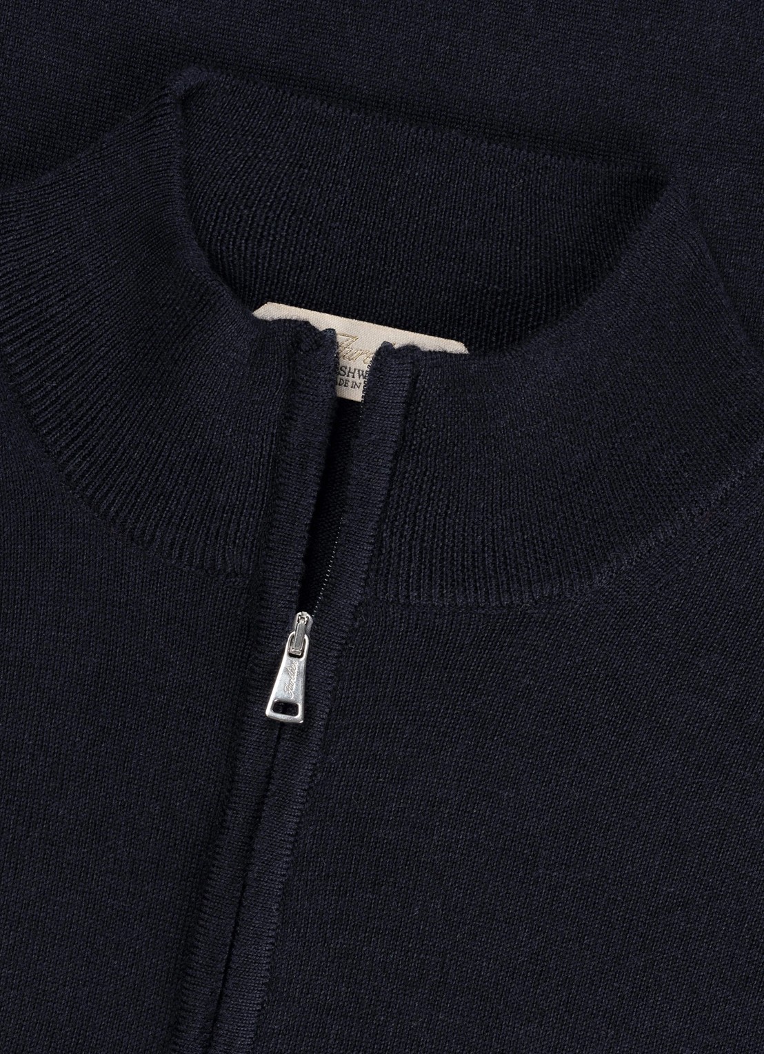 Aurélien Fijngebreide trui van merino wol met halve rits - detail 3 navy-410