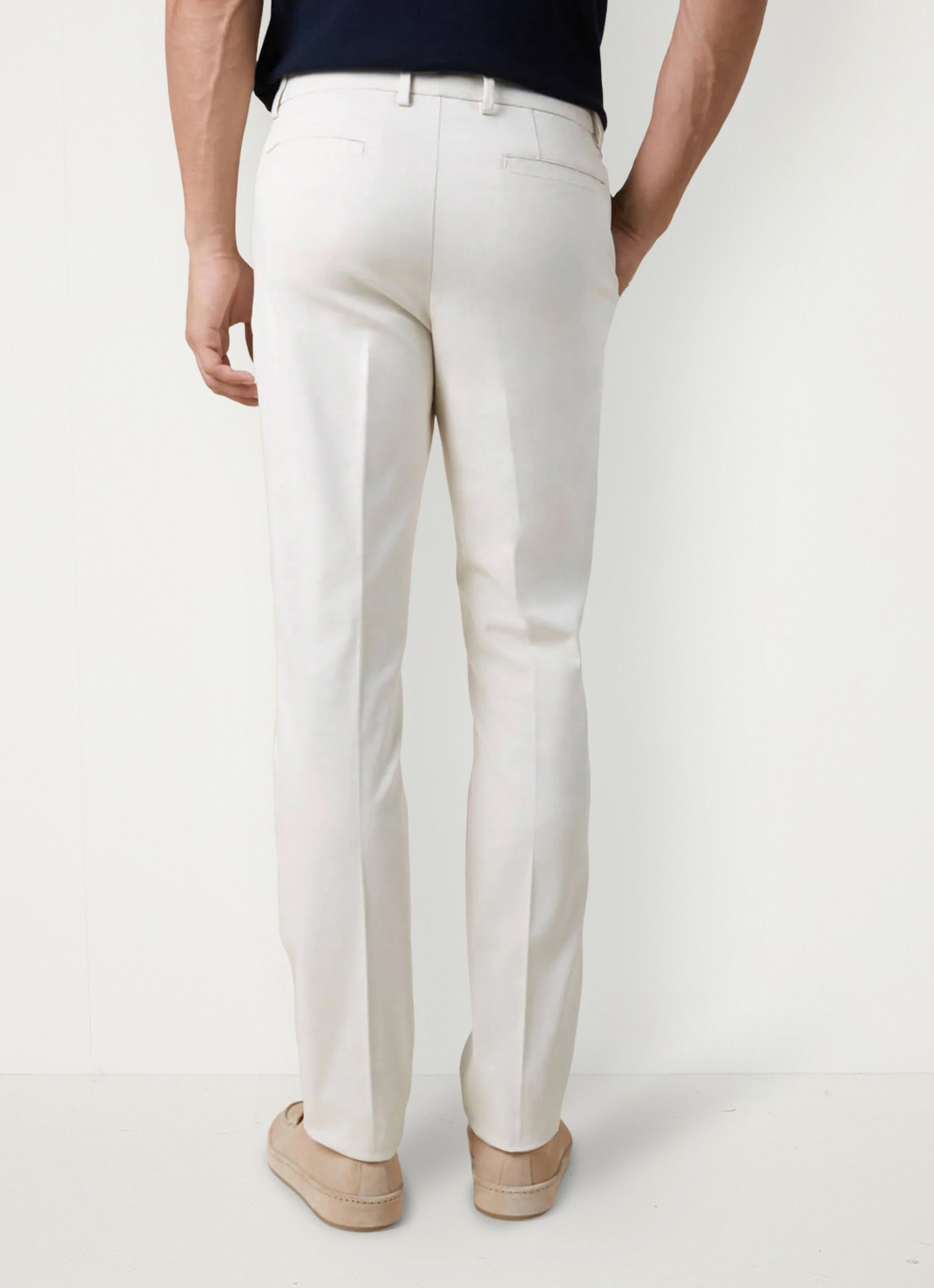 Aurélien Metropolitan straight fit pantalon met steekzakken - achterkant 5 light beige-271
