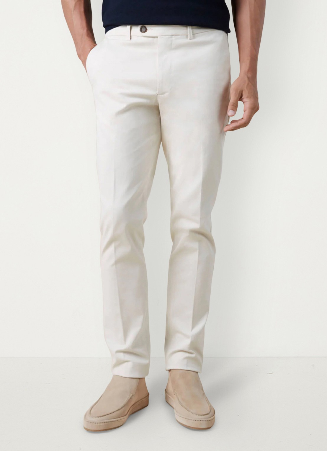 Aurélien Metropolitan straight fit pantalon met steekzakken - detail 2 light beige-271 / beige