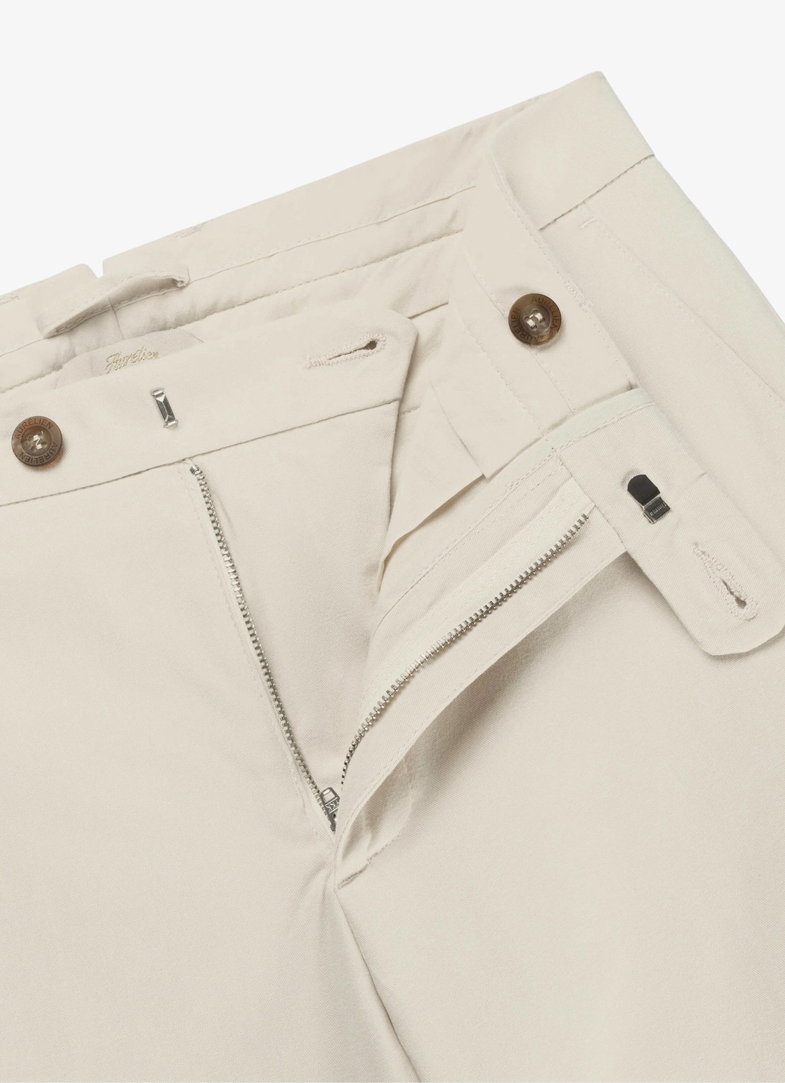Aurélien Metropolitan straight fit pantalon met steekzakken - detail 3 light beige-271 / beige