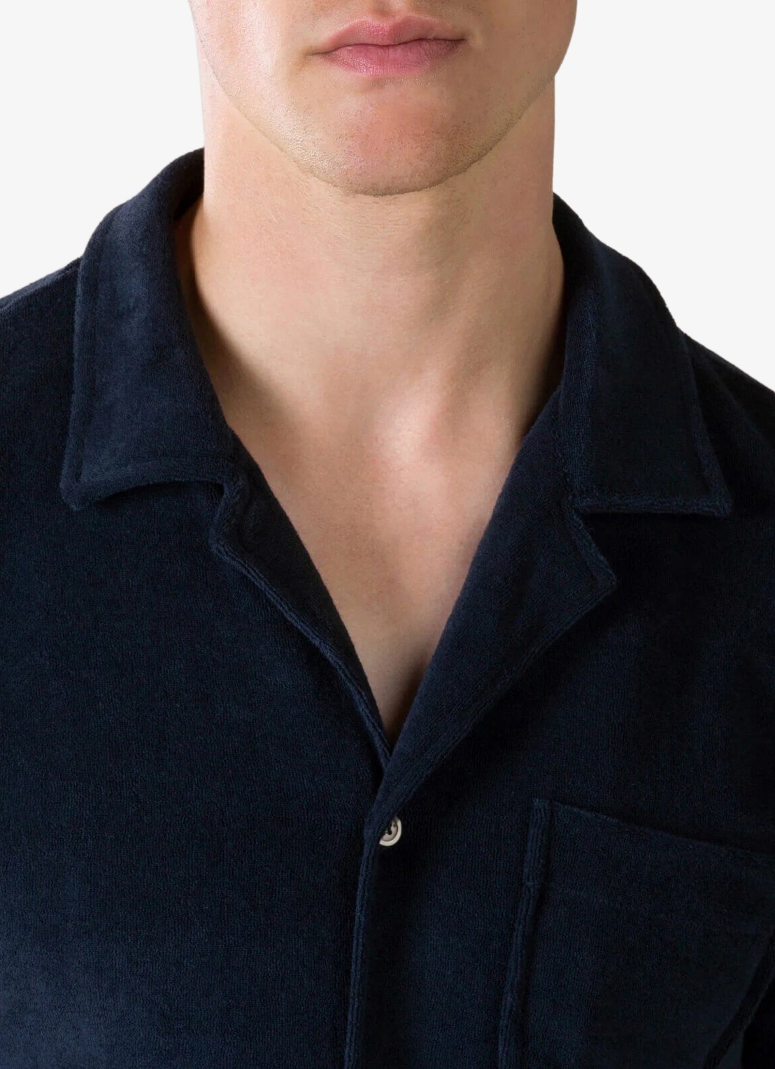 Aurélien Overhemd van badstof met borstzak - detail 3 donkerblauw