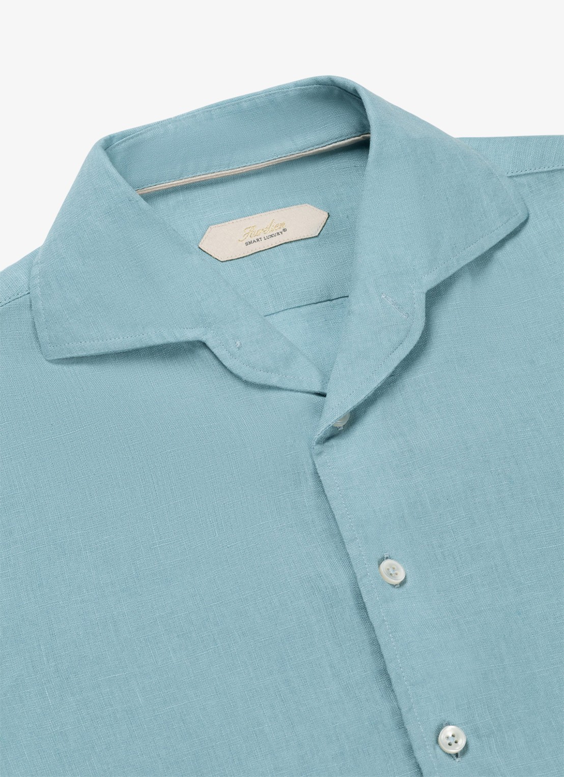 Aurélien Regular fit overhemd van linnen - detail 4 blue turquoise-441
