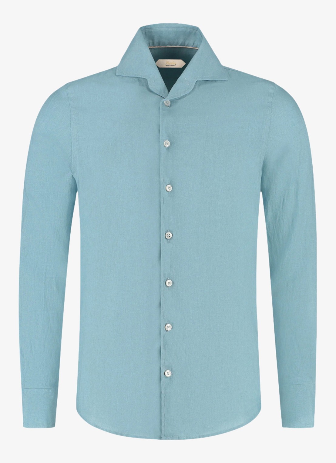 Aurélien Regular fit overhemd van linnen - voorkant blue turquoise-441