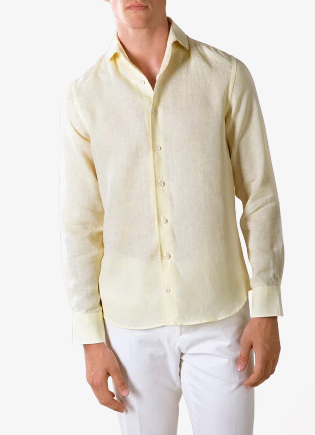 Aurélien Regular fit overhemd van linnen - detail 3 light yellow-740
