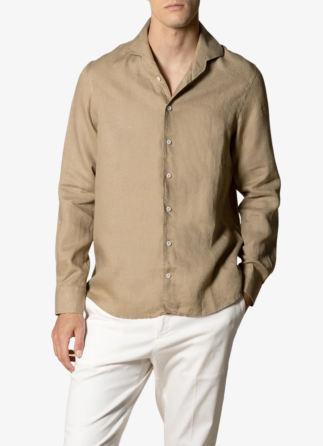 Aurélien Regular fit overhemd van linnen - detail 3 dark taupe-901