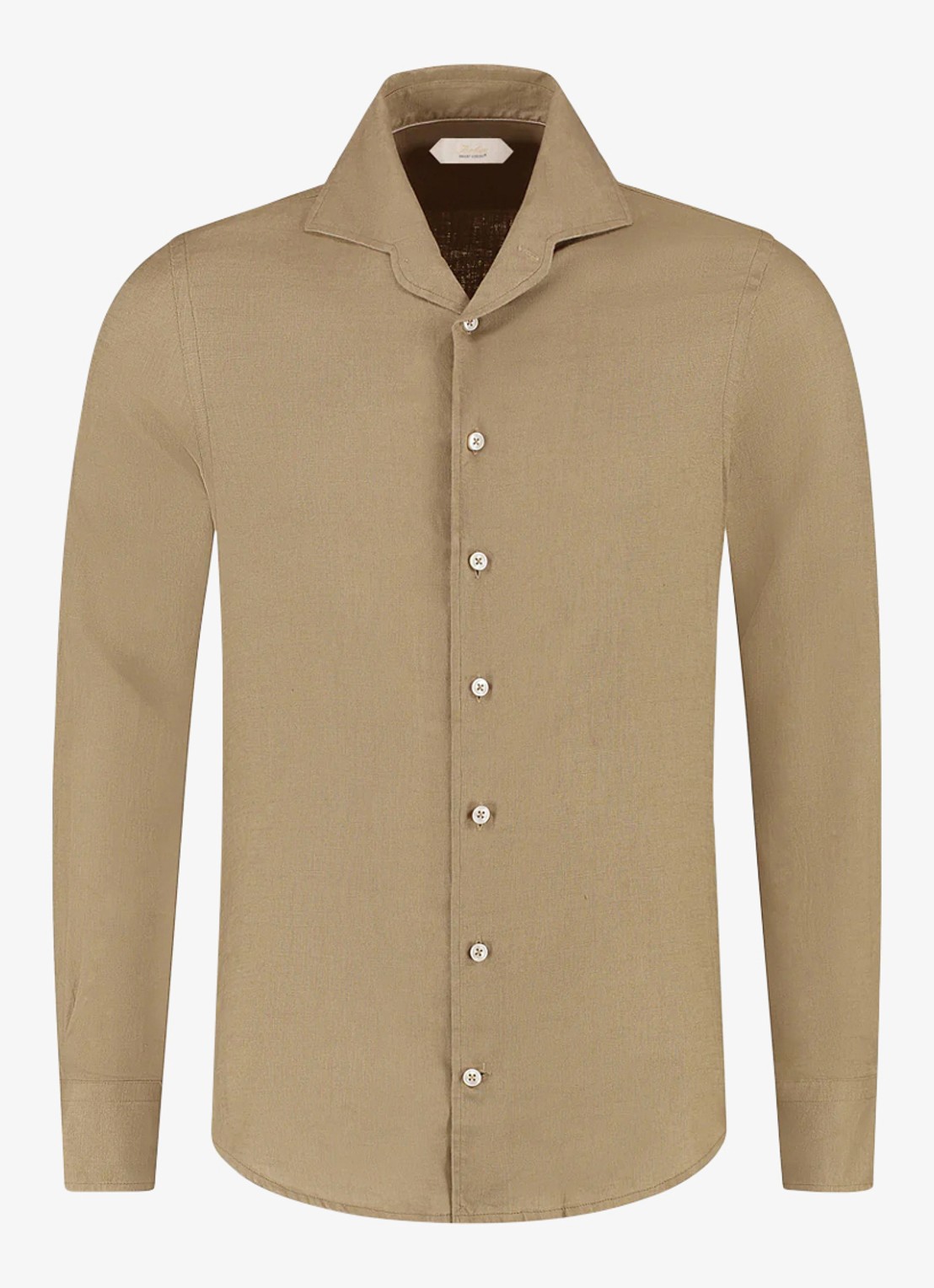 Aurélien Regular fit overhemd van linnen - voorkant dark taupe-901