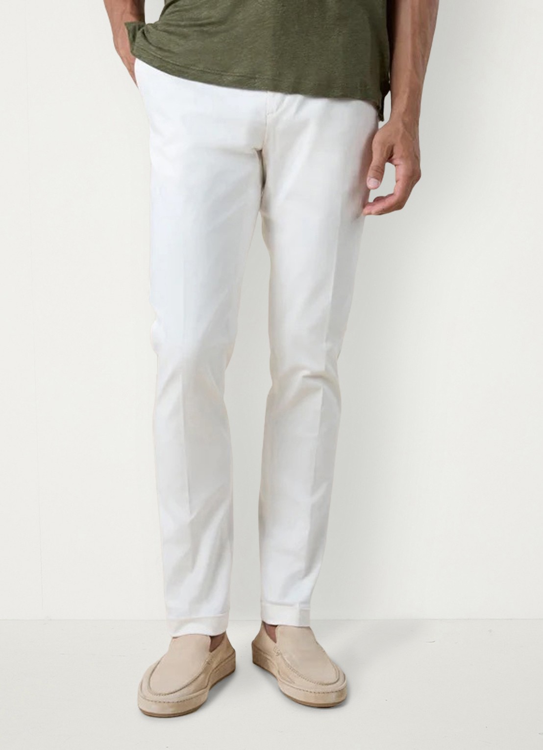Aurélien Regular fit pantalon met steekzakken - voorkant 2 ivory-120