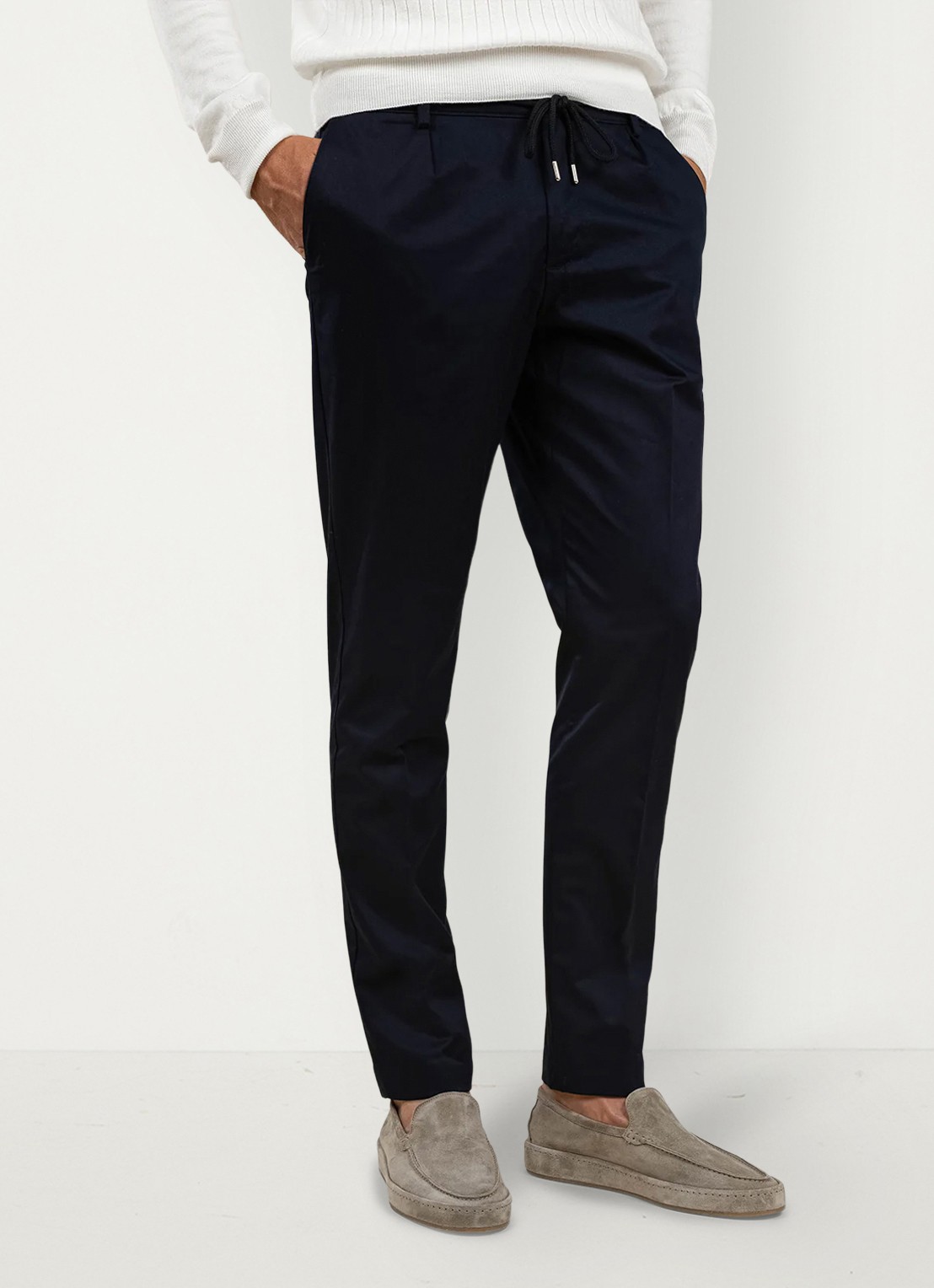 Aurélien Regular fit pantalon met steekzakken - detail 2 navy-410