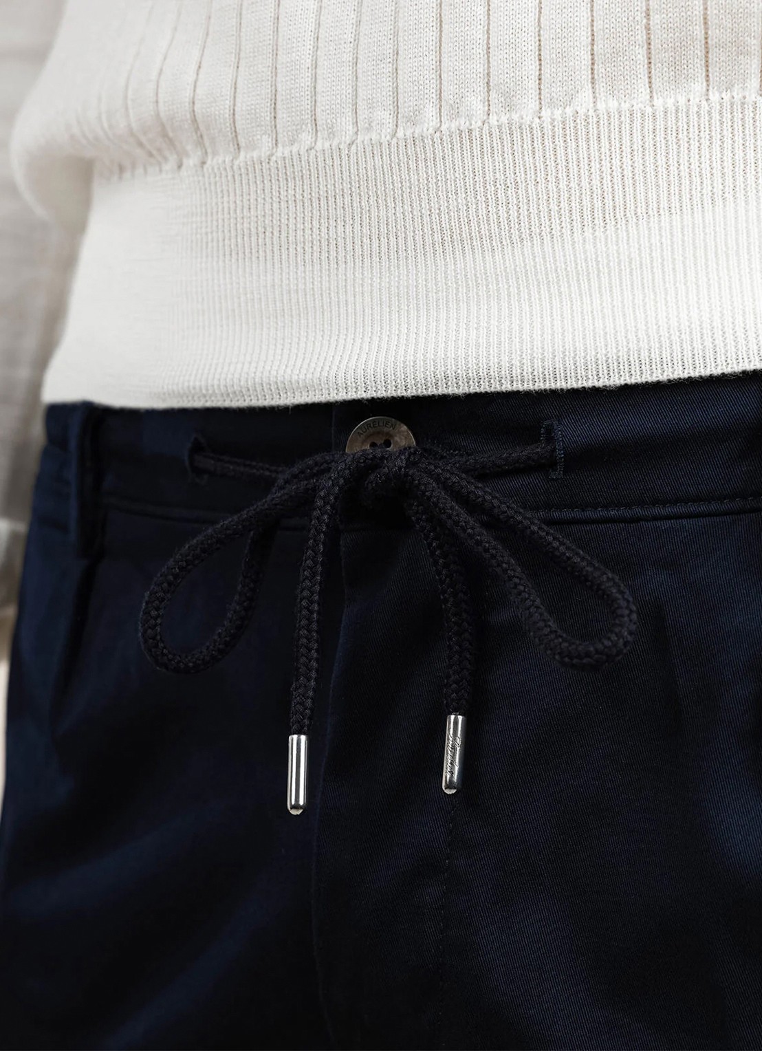 Aurélien Regular fit pantalon met steekzakken - detail 3 navy-410