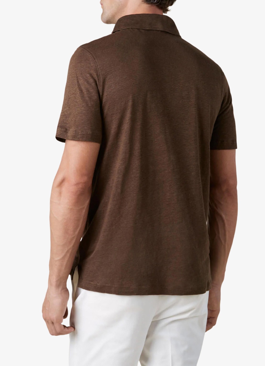 Aurélien Regular fit polo van linnen - achterkant 6 chocolate-201 / bruin