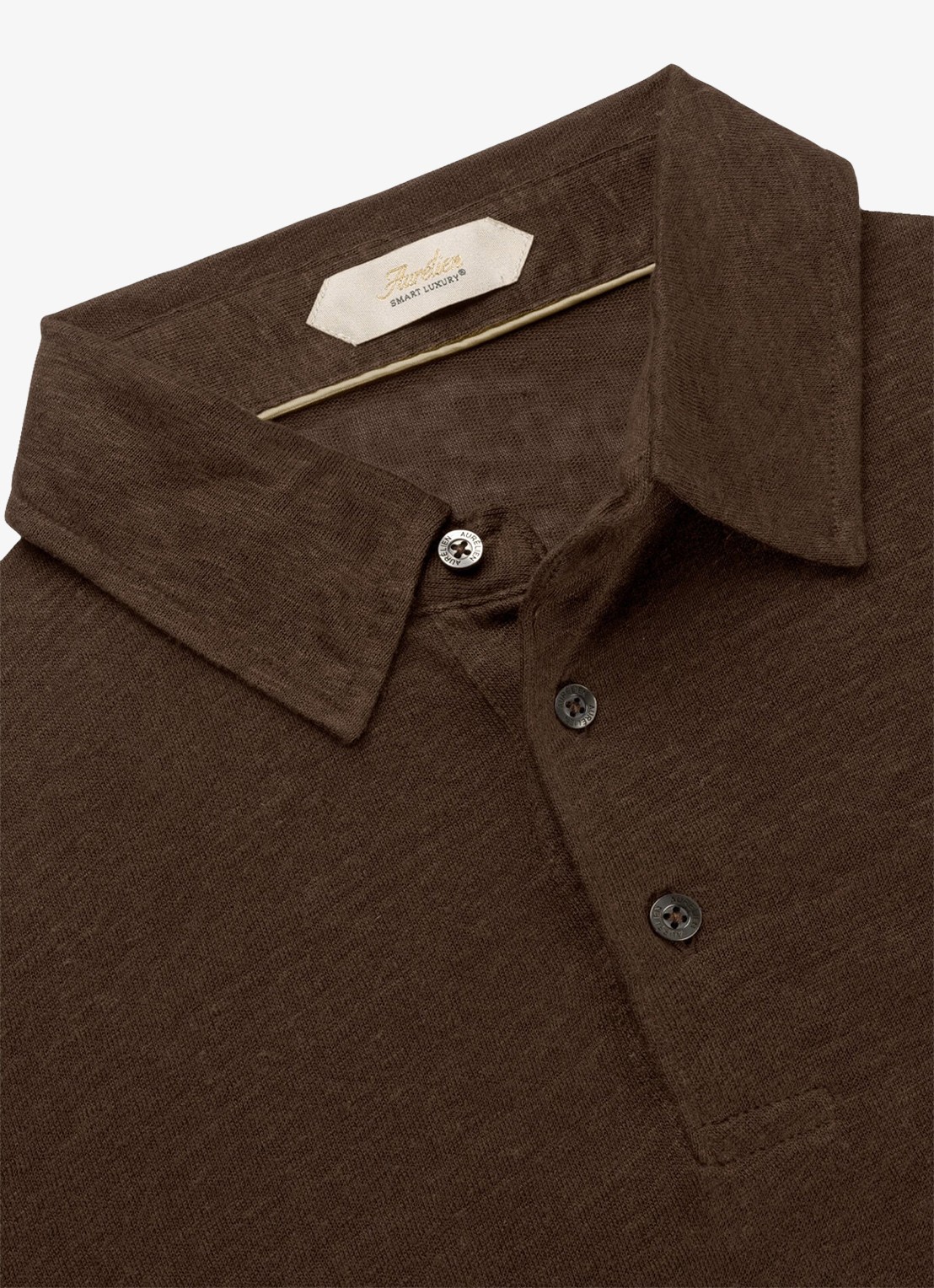 Aurélien Regular fit polo van linnen - detail 4 chocolate-201 / bruin
