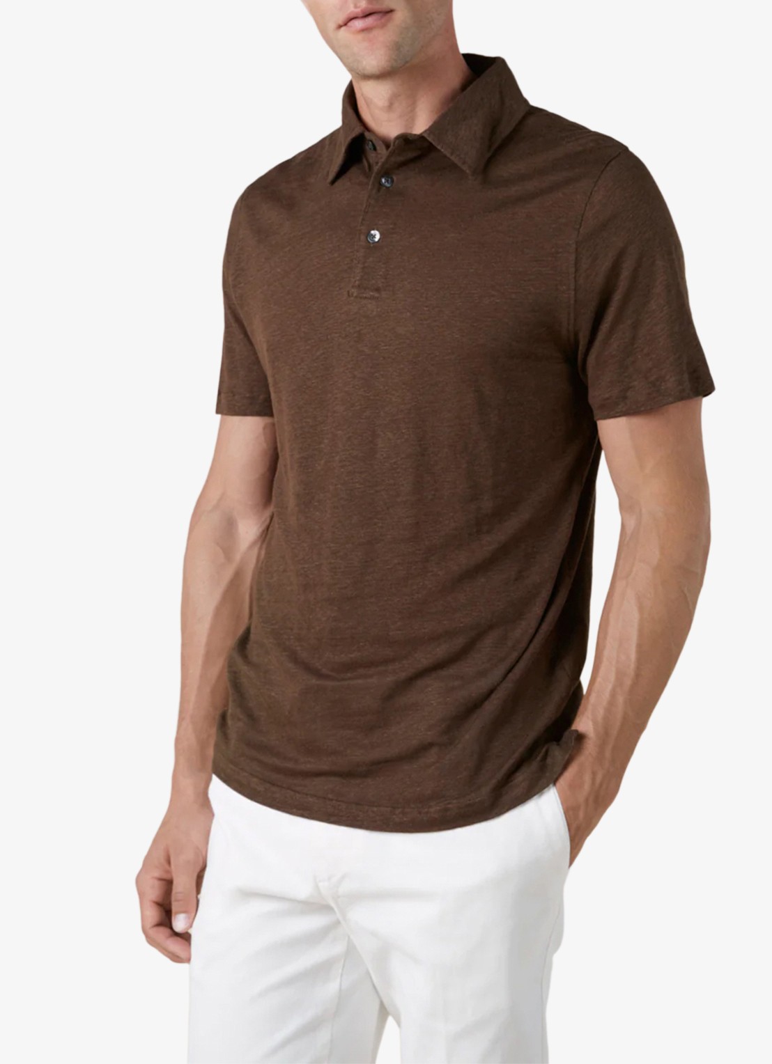 Aurélien Regular fit polo van linnen - detail 5 chocolate-201 / bruin