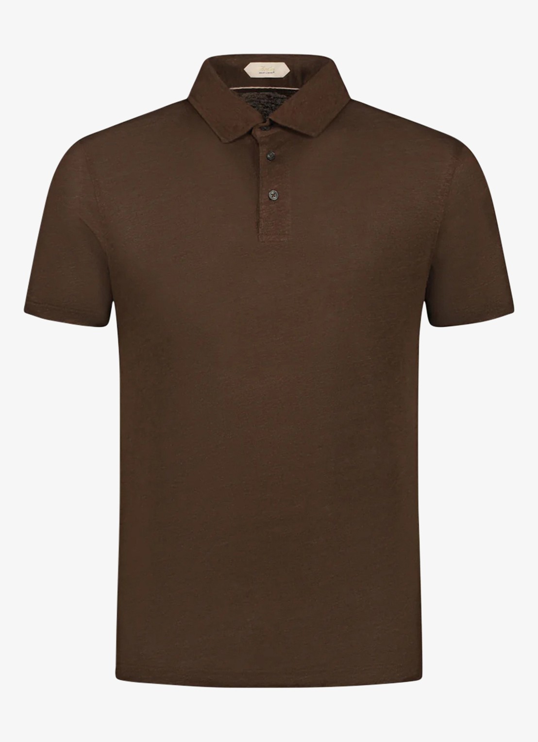Aurélien Regular fit polo van linnen - voorkant chocolate-201 / bruin
