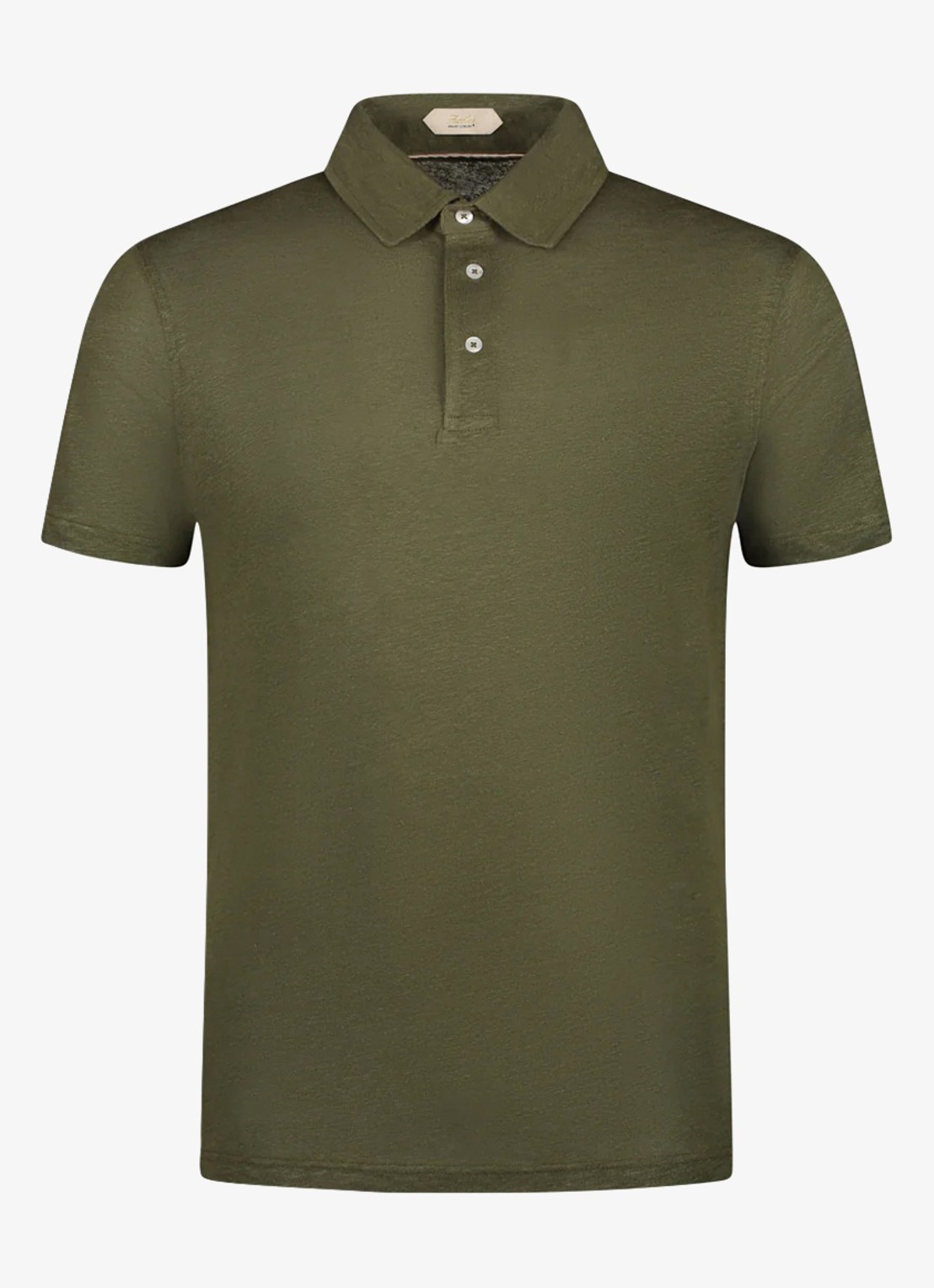 Aurélien Regular fit polo van linnen - voorkant olive-300