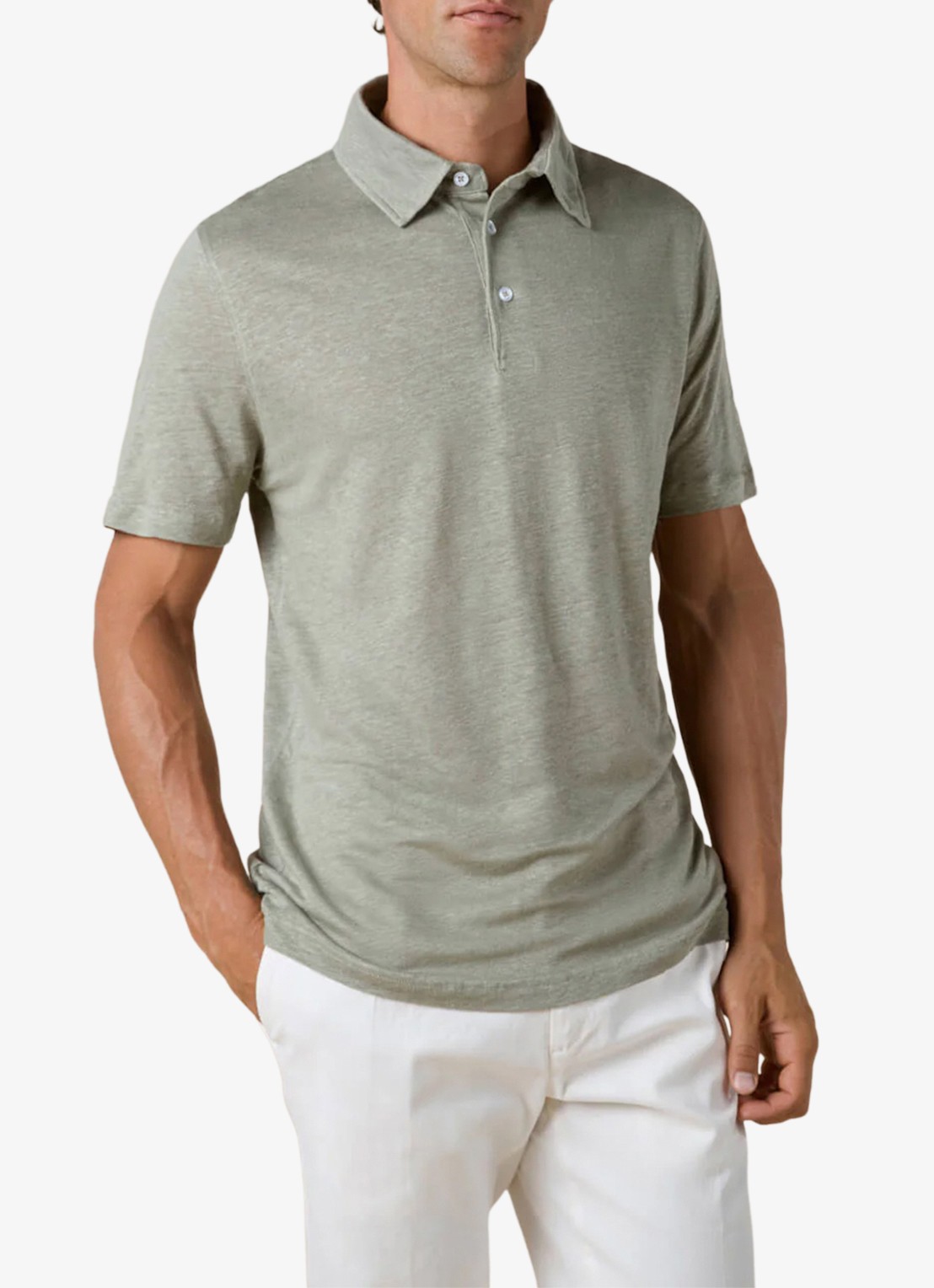 Aurélien Regular fit polo van linnen - detail 3 pistache-340