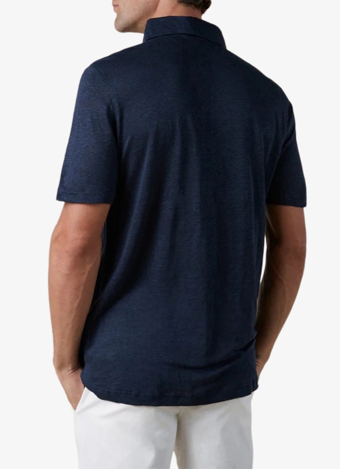 Aurélien Regular fit polo van linnen - achterkant navy-410