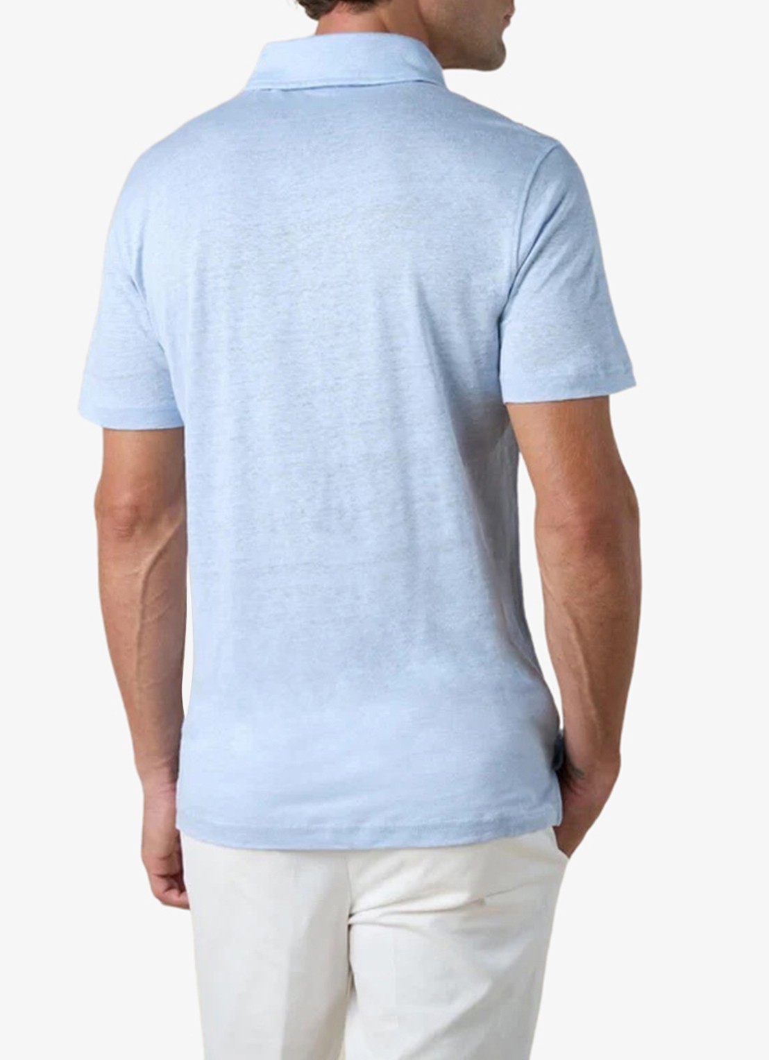 Aurélien Regular fit polo van linnen - achterkant 2 light blue-450
