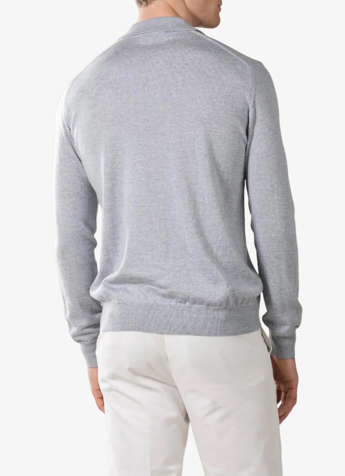 Aurélien Regular fit polo van merino wol - achterkant 4 light grey-50