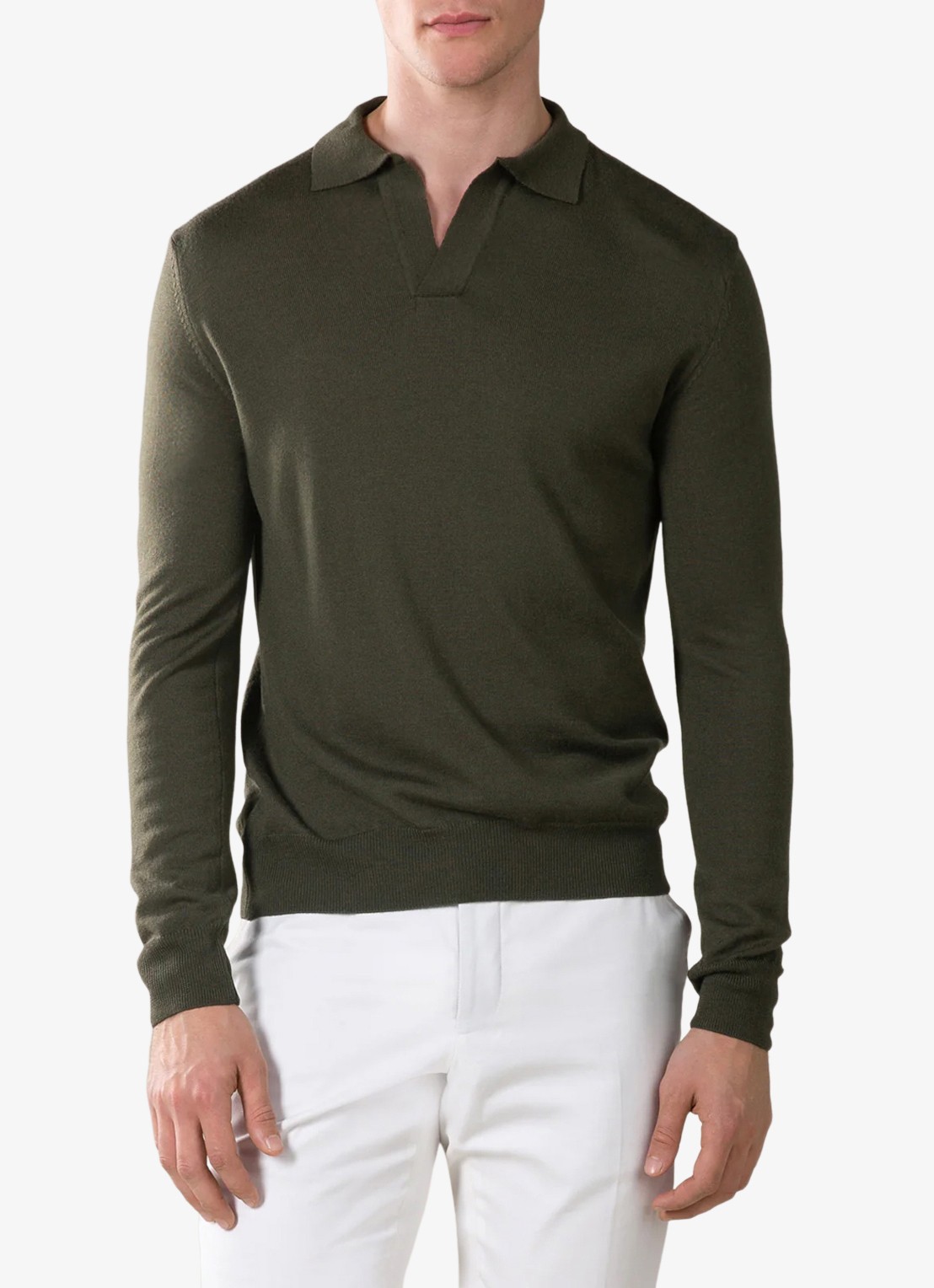 Aurélien Regular fit polo van merino wol - detail 2 olive-300
