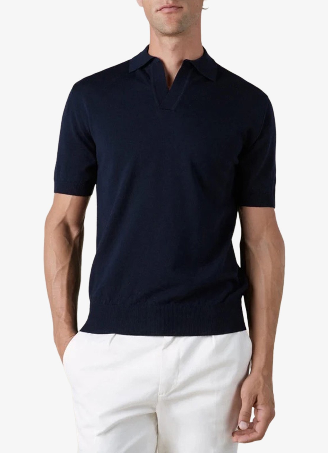 Aurélien Regular fit polo van merino wol - detail navy-410
