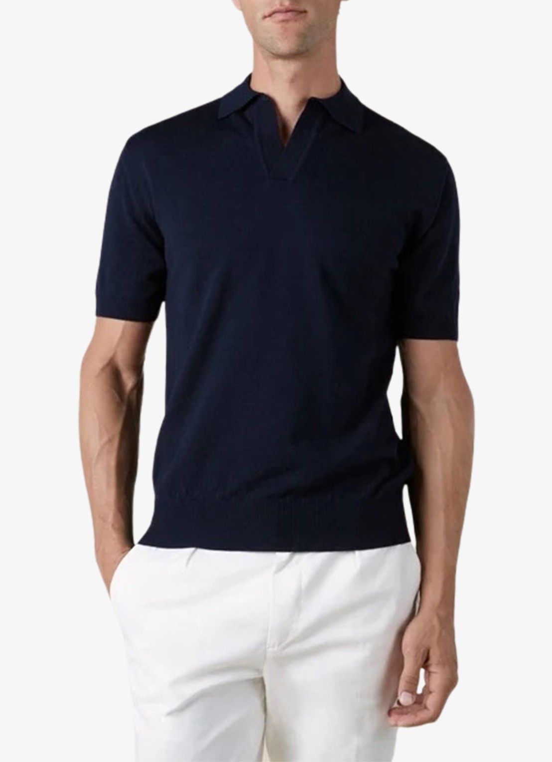 Aurélien Regular fit polo van merino wol - detail 3 navy-410