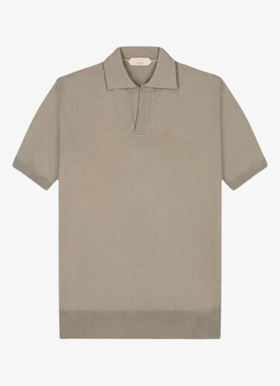 Aurélien Regular fit polo van merino wol - voorkant 2 taupe-900