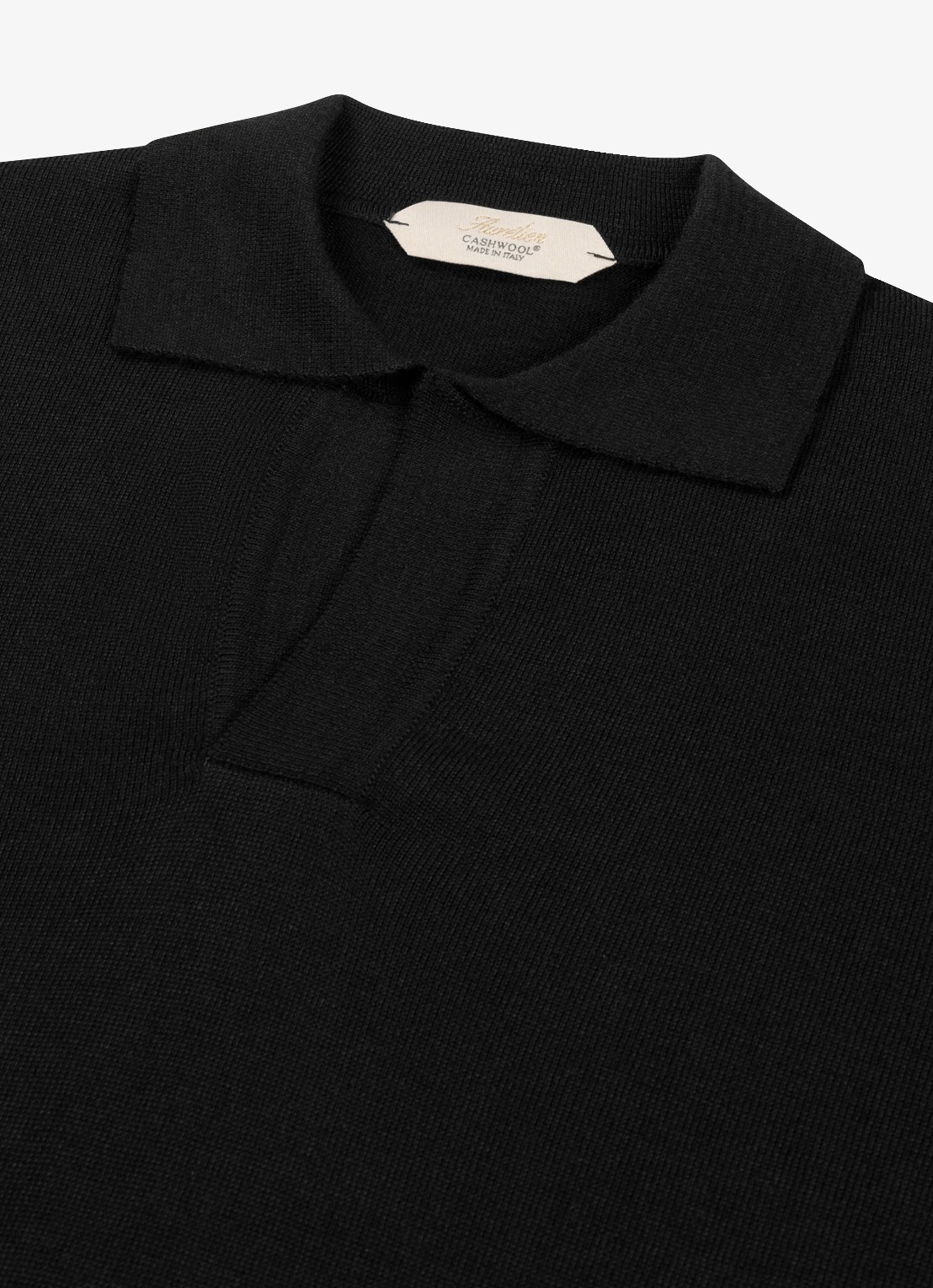 Aurélien Regular fit polo van merino wol - detail black-1