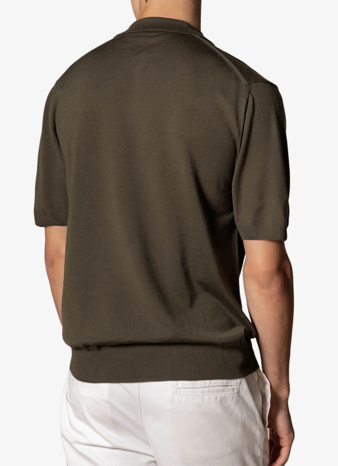 Aurélien Regular fit polo van merino wol - achterkant 4 olijfgroen