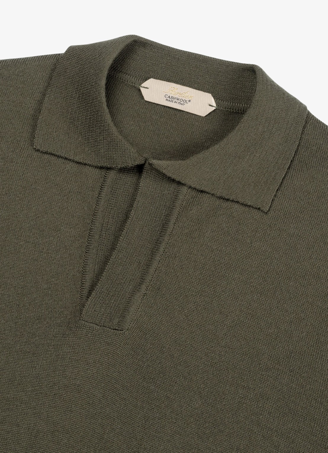 Aurélien Regular fit polo van merino wol - detail 3 olijfgroen