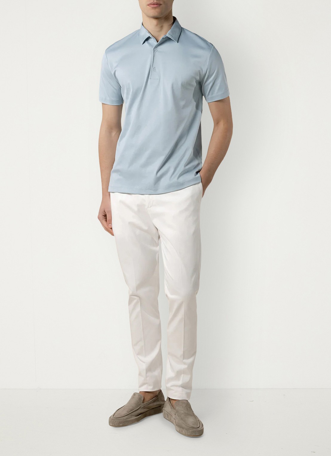 Aurélien Regular fit polo - voorkant 6 lichtblauw